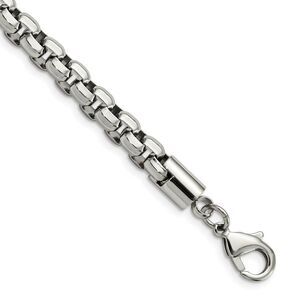 Men's 8.25mm Stainless Steel Fancy Rolo Chain Necklace, 24 Inch